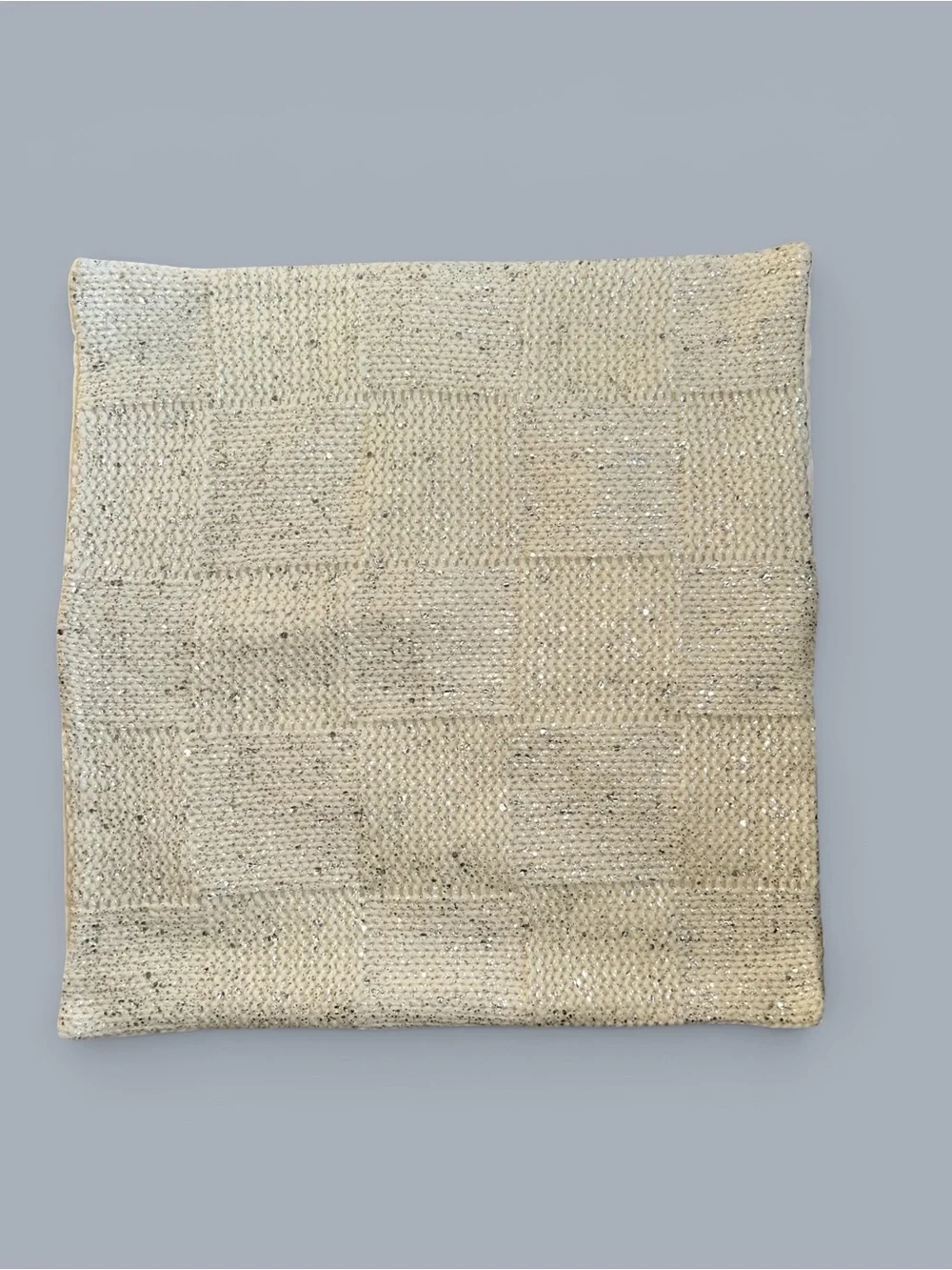 West Elm Cream Knit With Silver Threads Textured Pillow Cover 18